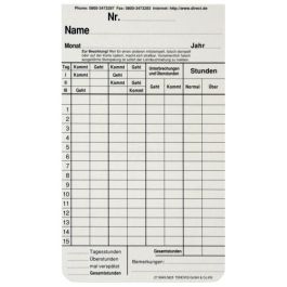 Zeitregistrierkarten Monatskarte 5825 100er Pack