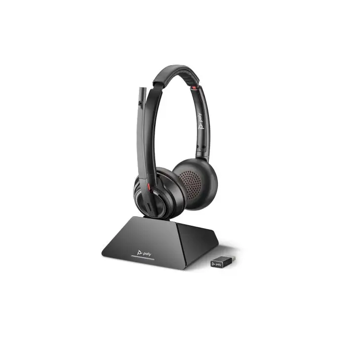 Poly Dect Headsetsystem Savi 8220 UC, binaural, inkl. Dongle USB-A, für PC  - 209215-02