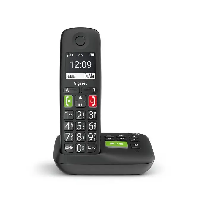 Gigaset E290A schwarz - schnurloses Großtastentelefon mit Anrufbeantworter