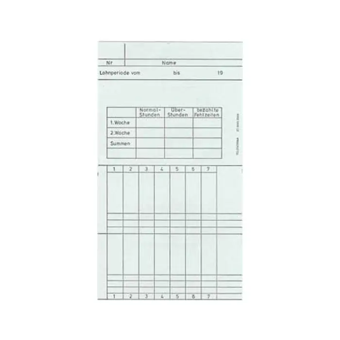 Zeitregistrierkarten, 2 Wochen-Karten 5843