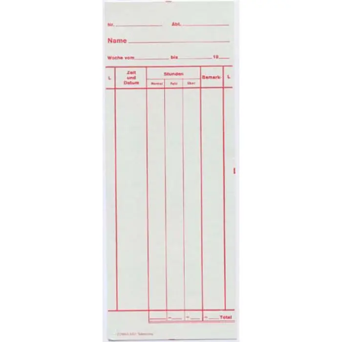 Zeitregistrierkarten 1 Wochenkarte 5901