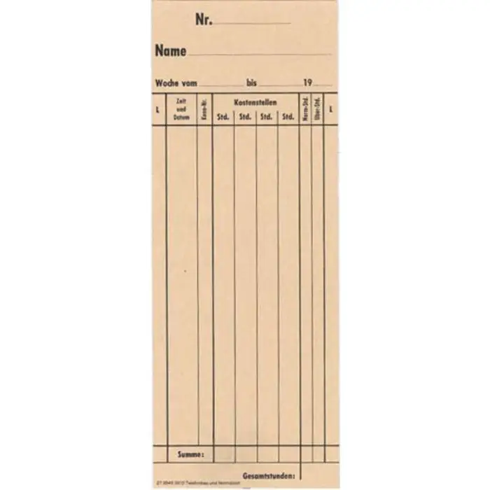 Zeitregistrierkarten 1 Wochenkarte 5910