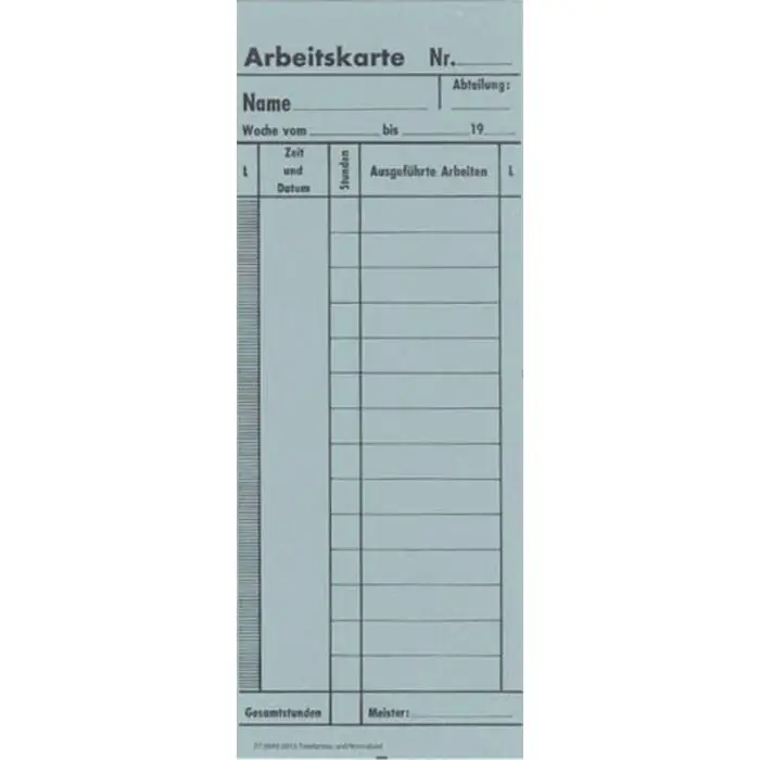 Zeitregistrierkarten, Arbeitskarte f. TR, 5915