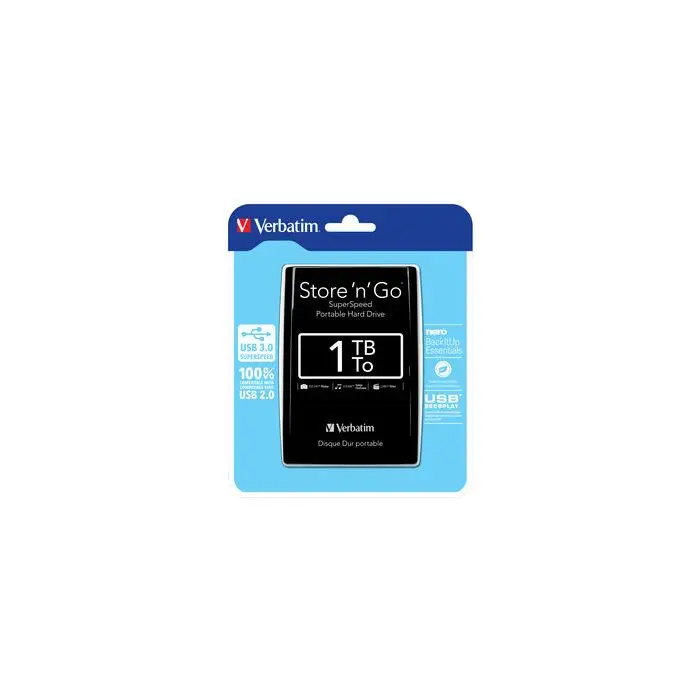 VERBATIM Festplatte 1TB, USB 3.0, 6.35cm (2.5), extern, schwarz