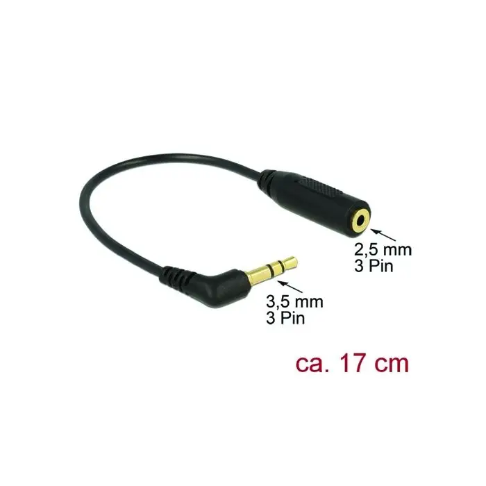 Kabel Klinkenstecker 3,5 mm auf Klinkenbuchse 2,5 mm 3 Pin