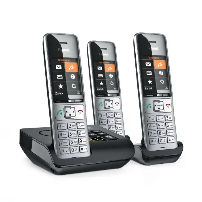 Gigaset Comfort 500A Trio silber/schwarz - Telefon - Anrufbeantworter