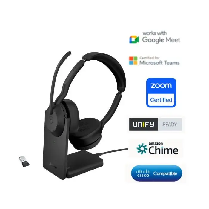 Jabra Evolve2 55 MS Stereo mit Link380c USB-C Headset mit Ladestation