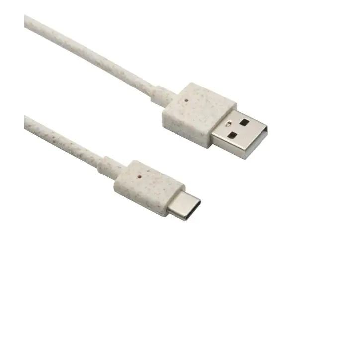 Helos Eco-Line, USB A Stecker/Type-C Stecker, 1,0m, beige/weiss